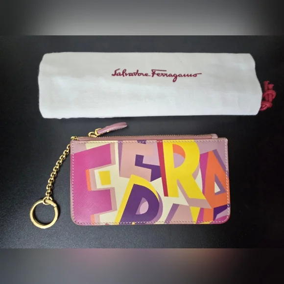 Salvatore Ferragamo Colorful Letter Wallet with Gold Accent - Picture 1 of 8